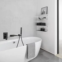 Streamdale Furniture Modern Style Matte Black Wall Mount Tub Filler Bathroom Bathtub Faucet Shower Set 0002