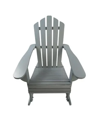 Simplie Fun Reclining Wooden Outdoor Rocking Adirondack Chair, Walnut