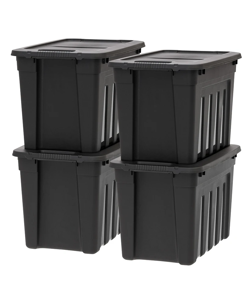 Iris 20 Gallon Heavy-Duty Storage Plastic Bin Tote Container, Black, Set of 4