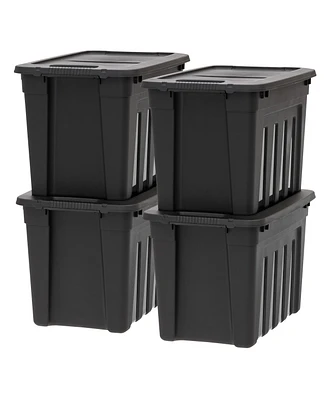 Iris 20 Gallon Heavy-Duty Storage Plastic Bin Tote Container, Black, Set of 4