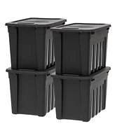 Iris 20 Gallon Heavy-Duty Storage Plastic Bin Tote Container, Black, Set of 4