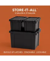 Iris 6 Pack 76qt/19gal Heavy-Duty Storage Plastic Bin Tote Container, Black