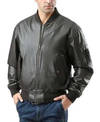 Landing Leathers Men Ma-1 Leather Flight Bomber Jacket