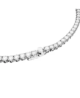 Swarovski Round Cut White Rhodium Plated Matrix Tennis Necklace