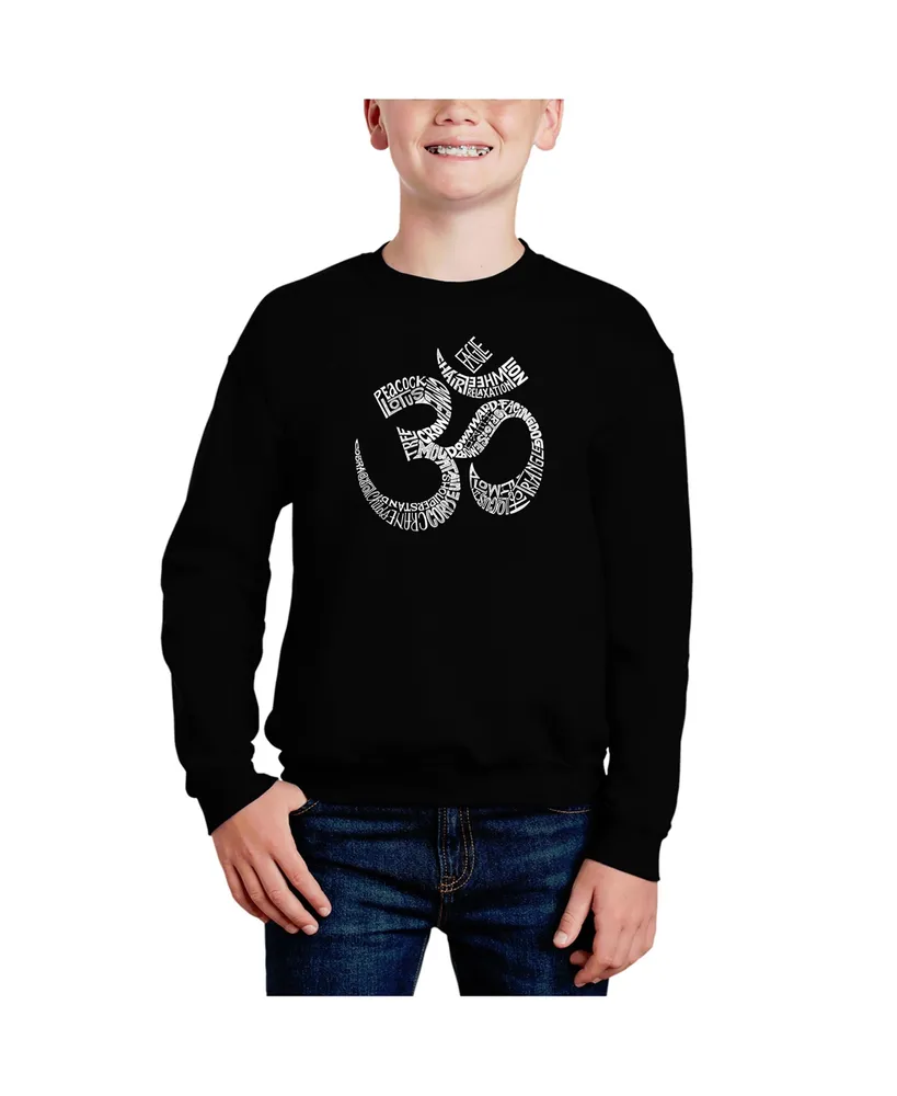 Poses Om - Big Boy's Word Art Crewneck Sweatshirt