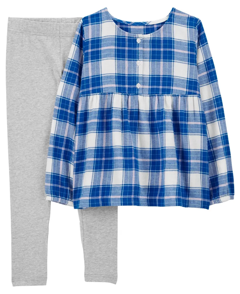 Carter's Big Girls Plaid Top and Pants, 2 Piece Set