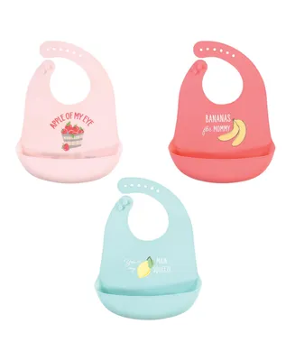 Hudson Baby Infant Girl Silicone Bibs, Apple Of My Eye, One Size