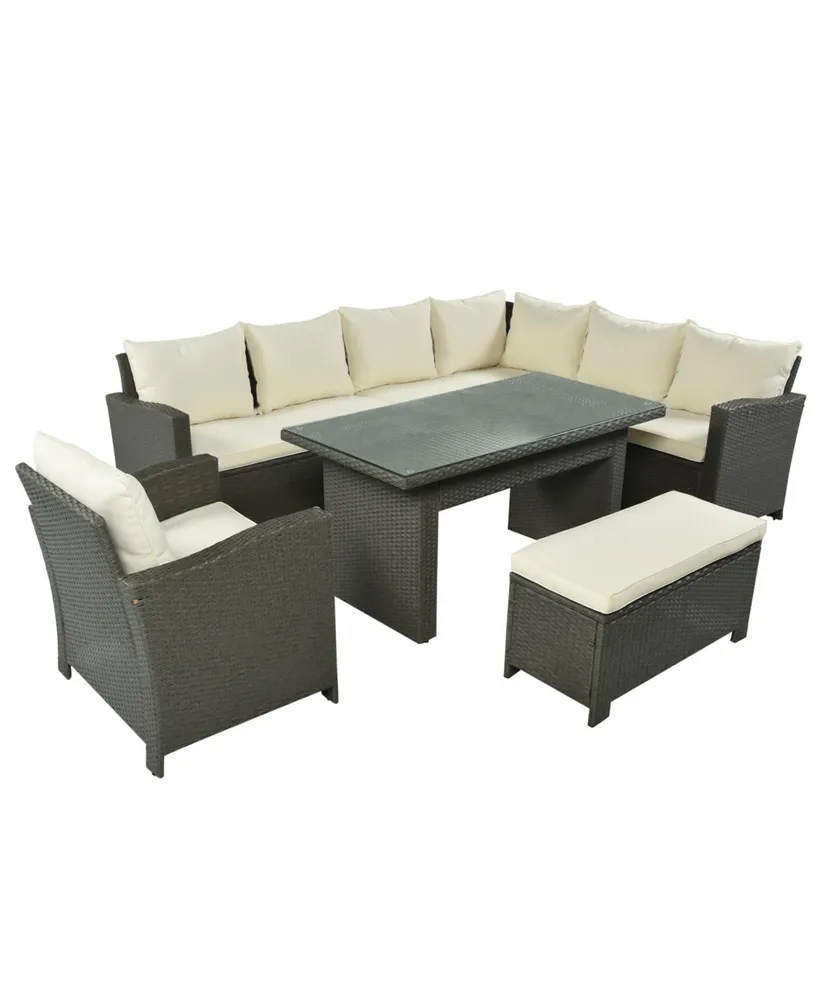 7pc Outdoor Rattan Wicker Furniture Set - Captiva Designs