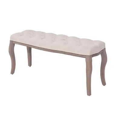 Bench Linen Solid Wood 43.3" x 15" x 18.9" Cream White