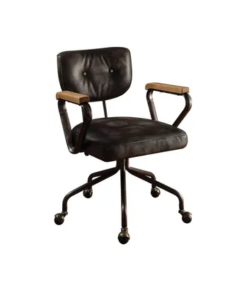 Hallie Office Chair in Vintage like Black Top Grain Leather
