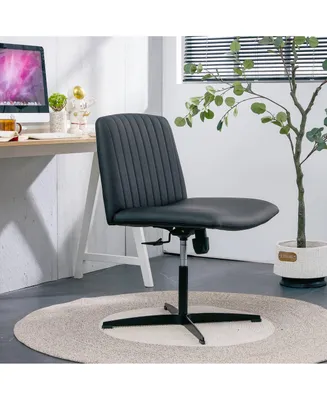 Simplie Fun Black High Grade Pu Material. Home Computer Chair Office Chair Adjustable 360 ° Swivel Cushion Chair With Black Foot Swivel Chair Mak