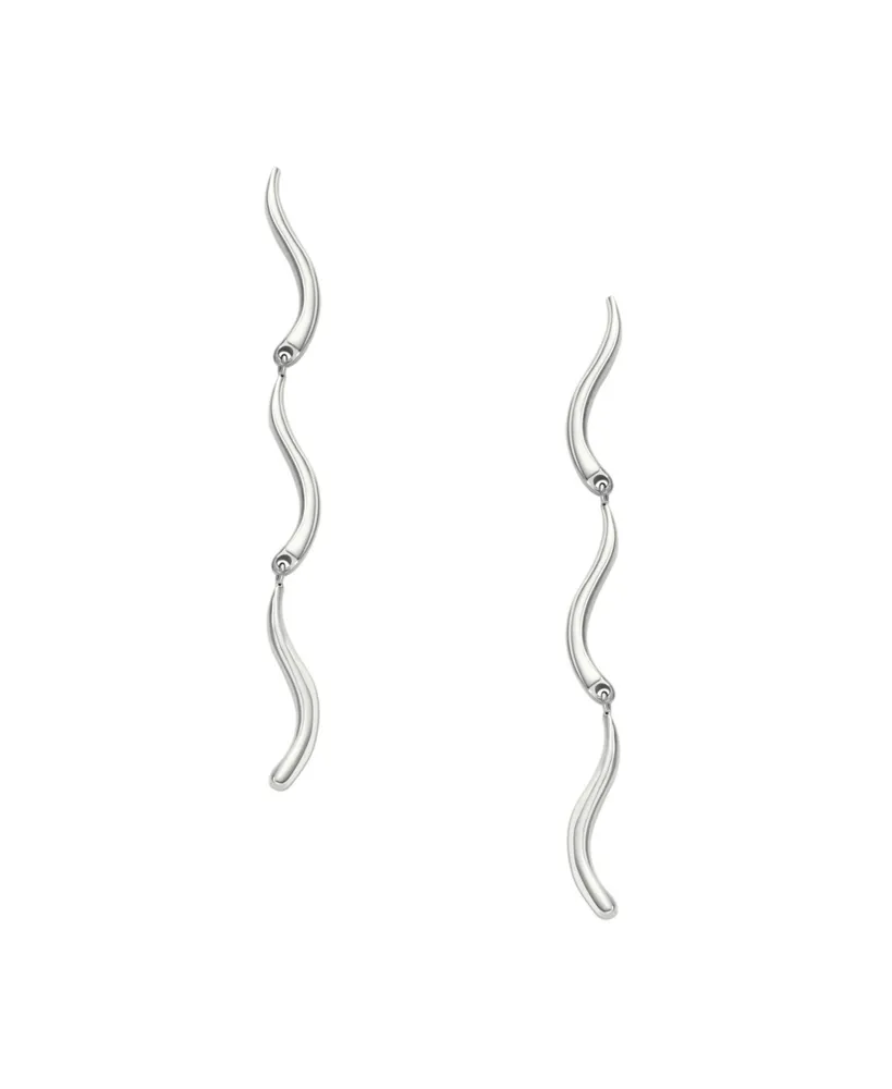 Skagen Women's Essential Waves Stainless Steel Long Drop Earrings