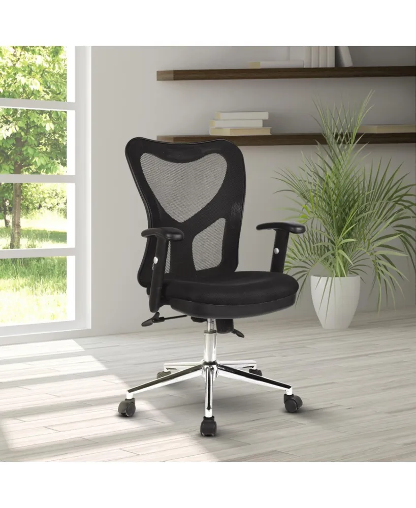 High Back Mesh Office Chair With Chrome Base, Black