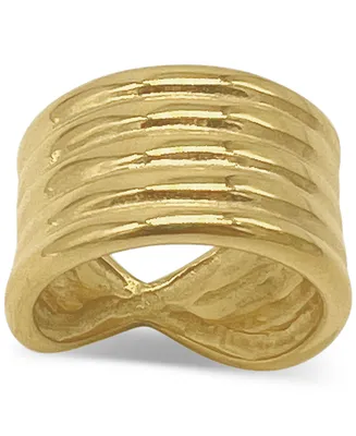 Adornia 14k Gold-Plated 5-Row Tall Sculpted Band Ring