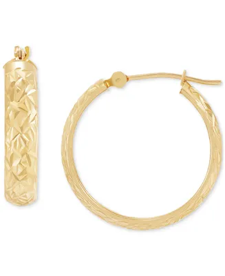 Textured & Polished Small Hoop Earrings in 14k Gold, 20mm