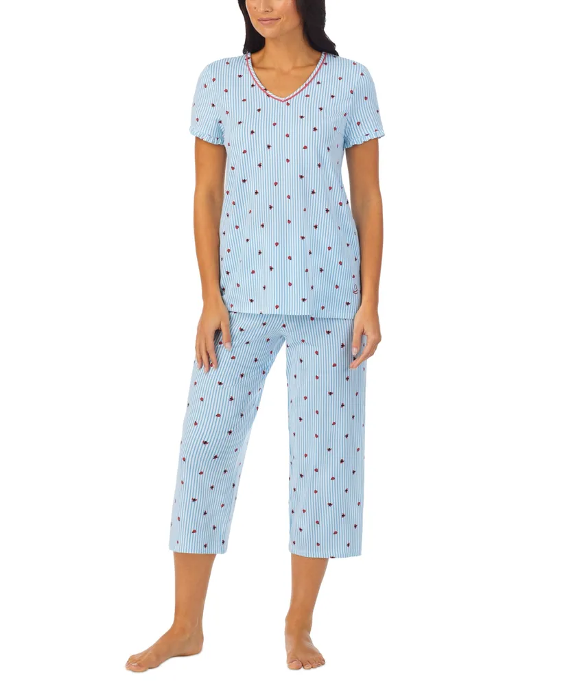 Cuddl Duds Women's Printed Notched-Collar Pajamas Set - Macy's