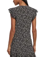 Tommy Hilfiger Women's Printed Flutter-Sleeve Dress