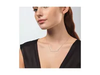 Rhodium Polished Bar Station Necklace