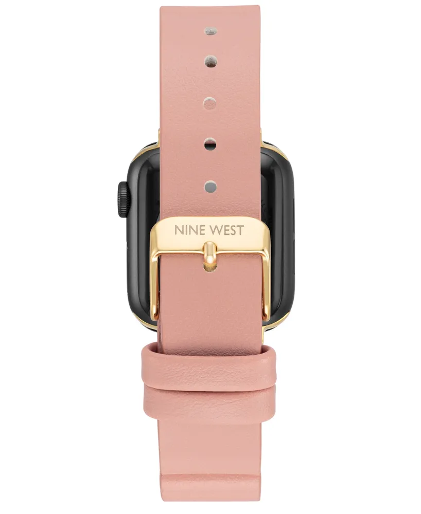 Nine West Women's Pink Polyurethane Leather Band Compatible with 42mm, 44mm, 45mm, Ultra and Ultra 2 Apple Watch - Pink, Rose Gold