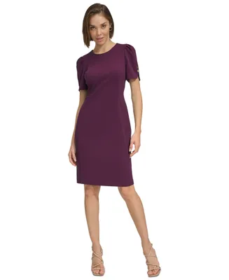 Dkny Women's Belted Ruched-Sleeve Sheath Dress