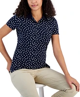 Tommy Hilfiger Women's Dot-Print Quarter-Button Polo Top