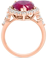 Effy Lab Grown Ruby (7-1/8 ct. t.w) & Lab Grown Diamond (1 ct. t.w.) Halo Ring in 14k Rose Gold