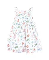 Hudson Baby Girls Cotton Dresses, Pastel Sea, 6-9 Months