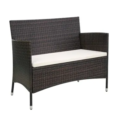Patio Bench 41.7" Poly Rattan Brown