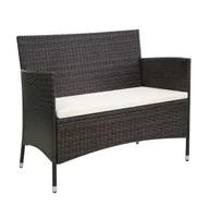 Patio Bench 41.7" Poly Rattan Brown