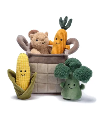 Lambs & Ivy Plush Veggie Basket Play Set with Interactive Stuffed Vegetable Toys