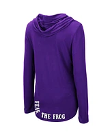 Women's Colosseum Purple Tcu Horned Frogs My Lover Lightweight Hooded Long Sleeve T-shirt