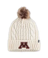 Women's '47 Brand White Minnesota Golden Gophers Logo Cuffed Knit Hat with Pom