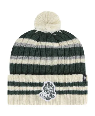 Men's '47 Brand Green Michigan State Spartans No Huddle Cuffed Knit Hat with Pom