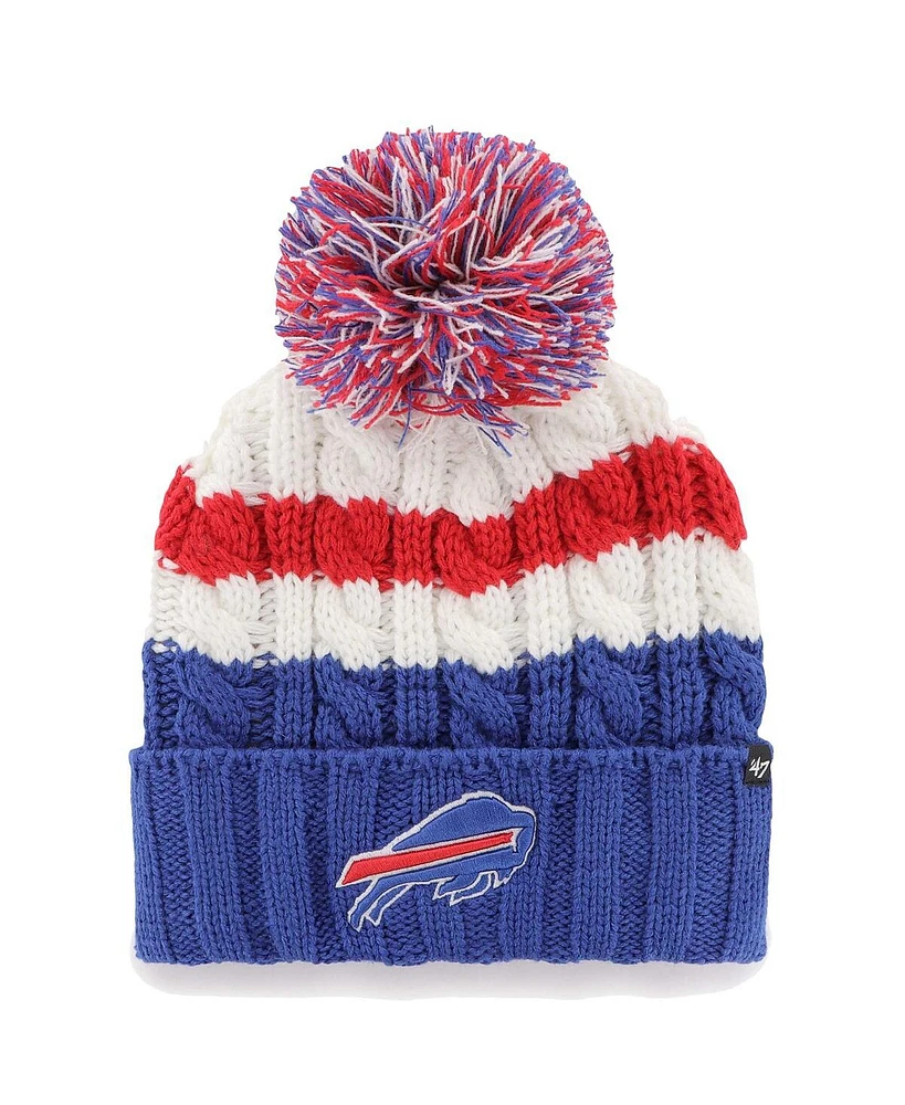 Women's '47 Brand White Buffalo Bills Ashfield Cuffed Knit Hat with Pom