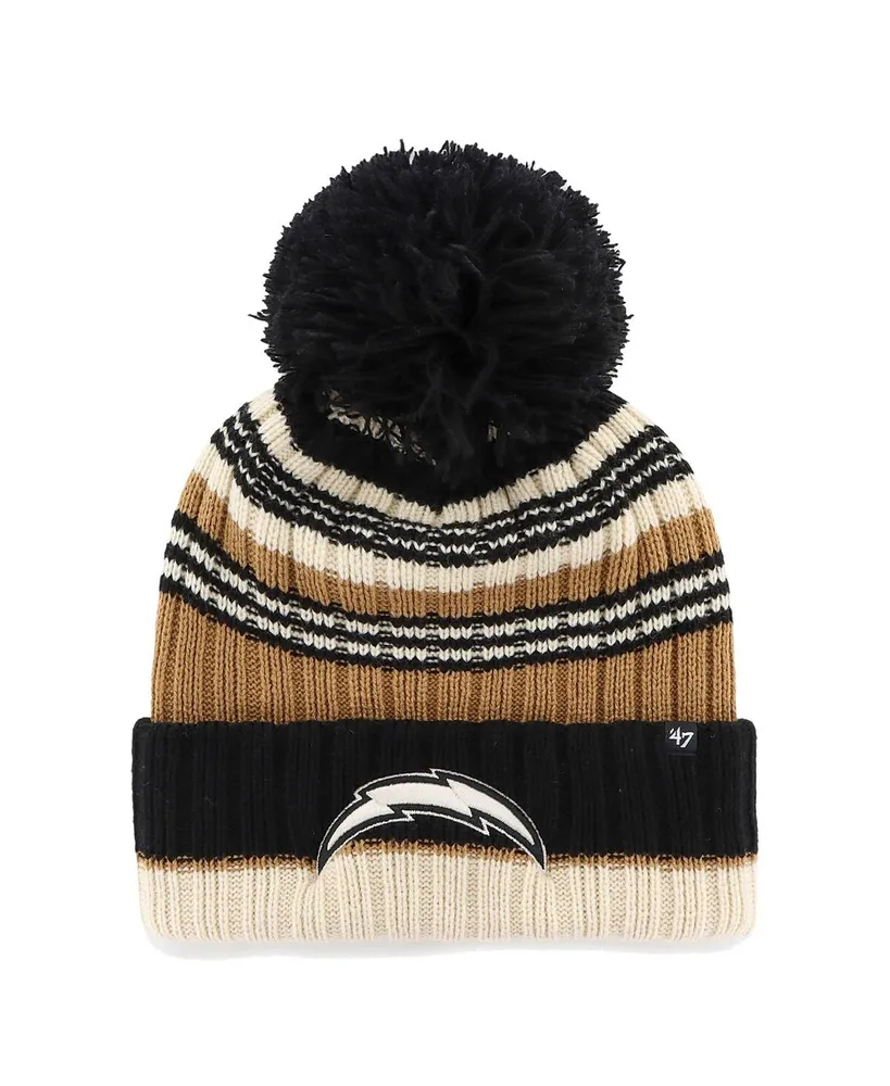 Women's '47 Brand Natural Los Angeles Chargers Barista Cuffed Knit Hat with Pom