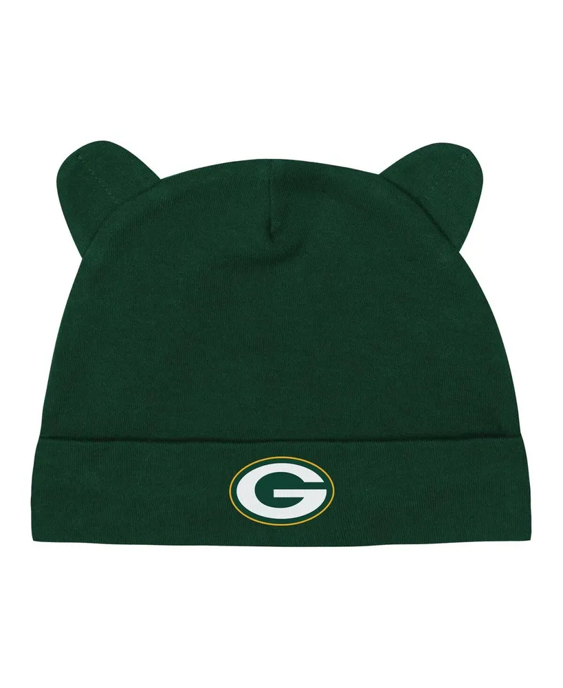 Infant Boys and Girls Green, White Green Bay Packers Baby Bear Cuffed Knit Hat Set