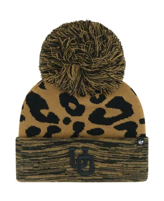 Women's '47 Brand Brown Oregon Ducks Rosette Cuffed Knit Hat with Pom