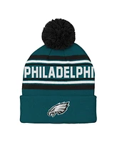 Youth Boys and Girls Midnight Green Philadelphia Eagles Jacquard Cuffed Knit Hat with Pom