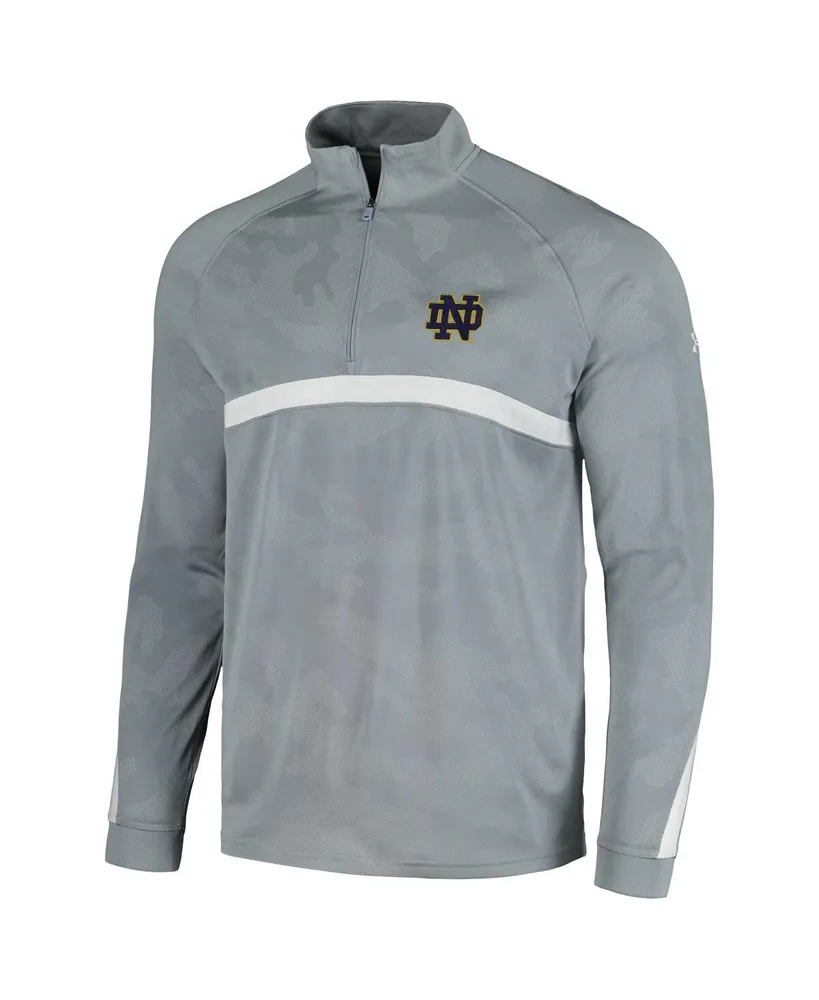 Men's Under Armour Steel Notre Dame Fighting Irish Game Day Camo Raglan Quarter-Zip Top