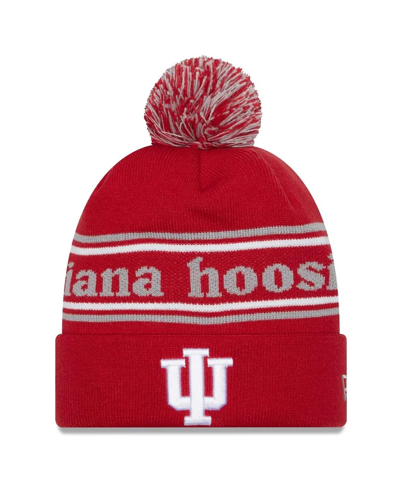 Men's New Era Crimson Indiana Hoosiers Marquee Cuffed Knit Hat with Pom