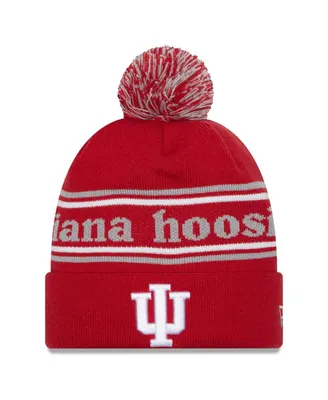 Men's New Era Crimson Indiana Hoosiers Marquee Cuffed Knit Hat with Pom