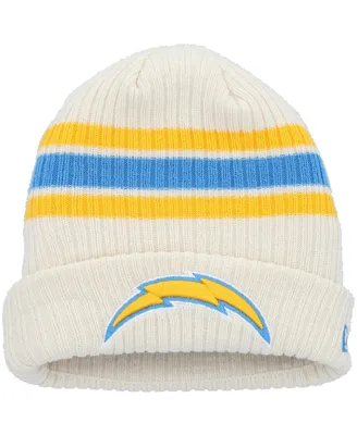 Youth Boys and Girls New Era White Distressed Los Angeles Chargers Vintage-Like Cuffed Knit Hat