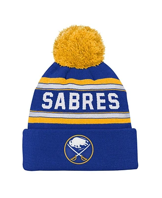 Youth Boys and Girls Buffalo Sabres Royal Jacquard Cuffed Knit Hat with Pom