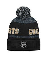 Youth Boys and Girls Vegas Golden Knights Black Puck Cuffed Knit Hat with Pom