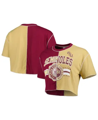 Women's ZooZatz Garnet, Gold Florida State Seminoles Colorblock Cropped T-shirt