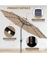 Simplie Fun 9' Solar Umbrella 32 Led Lighted Patio Umbrella Table Market Umbrella With Push Button Tilt/Crank Outdoor Umbrella For Garden, Deck