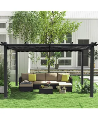 Simplie Fun Outdoor Retractable Pergola Canopy for Gardens 10FT x 13FT Gray