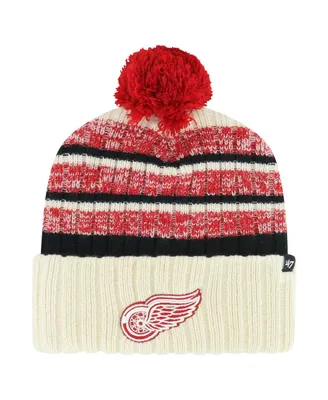 Men's '47 Brand Cream Detroit Red Wings Tavern Cuffed Knit Hat with Pom