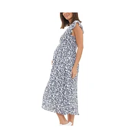 Ripe Maternity Joyce Floral Shirred Dress White/Navy