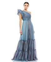 Mac Duggal Women's Ruffled One Shoulder Tiered Chiffon Gown